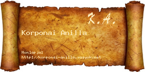 Korponai Anilla névjegykártya